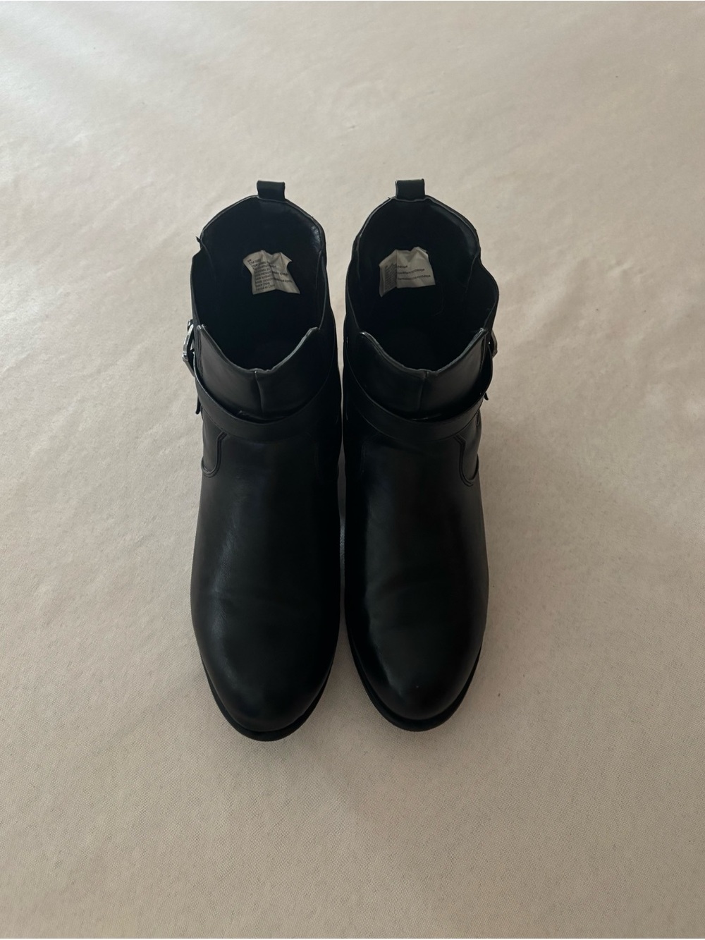 Women's Black Ankle Boots with Buckle Strap